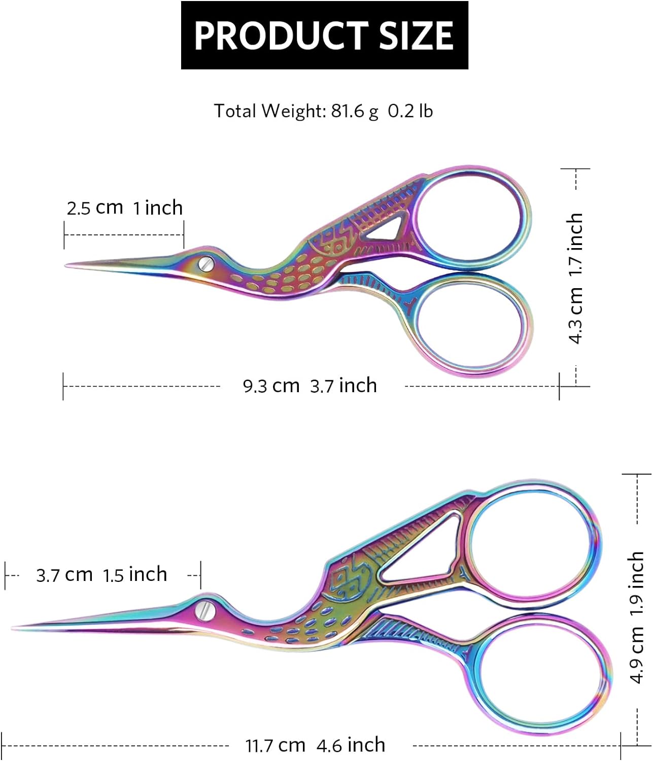 Multicoloured Stork Embroidery Scissors