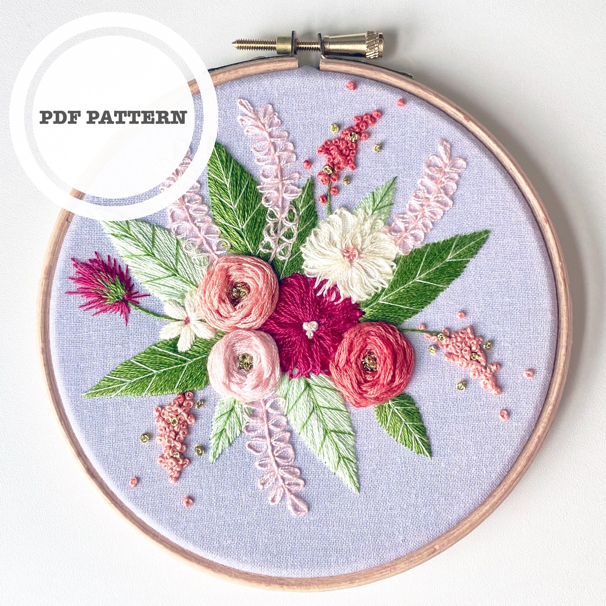 Floral Embroidery Pattern Floral Embroidery Pattern Flower Hoop Art Flower  Hand Embroidery Pattern PDF Instant Download -  Canada