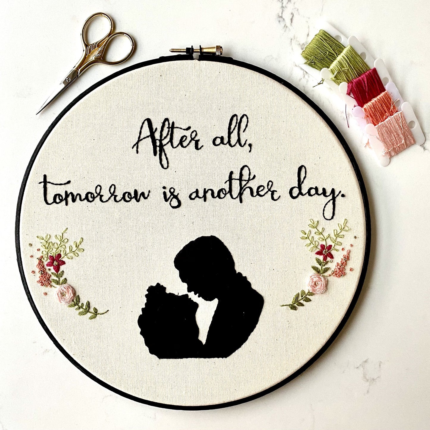 Embroidered quote art