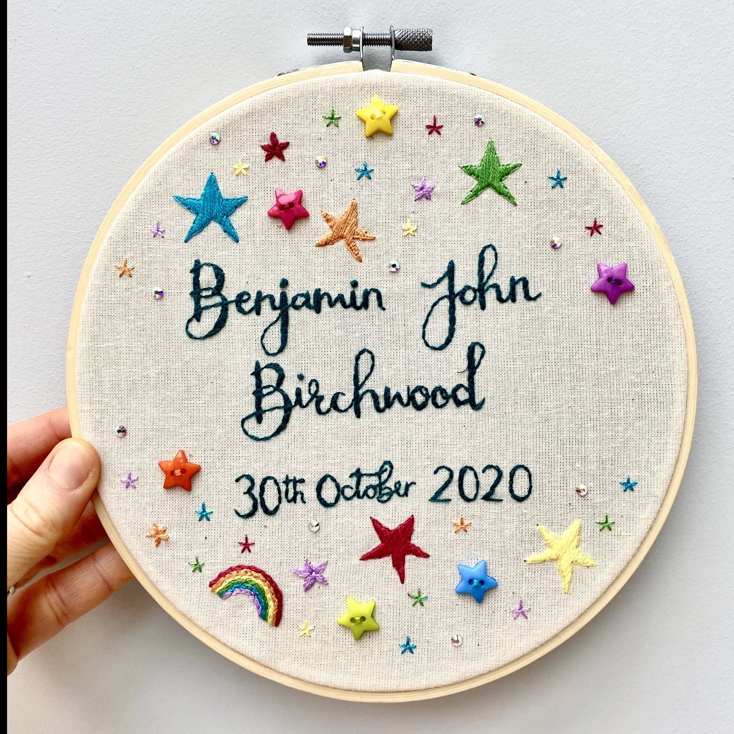 Personalised embroidery hoop