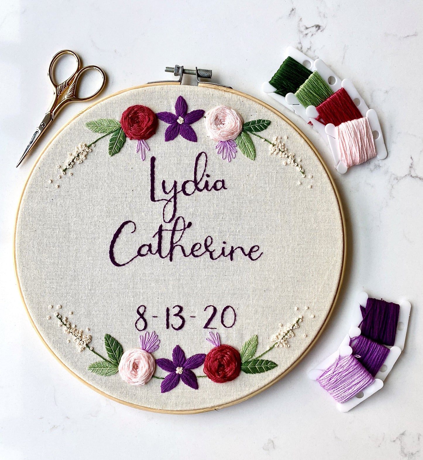 Name & Date Embroidery Hoop