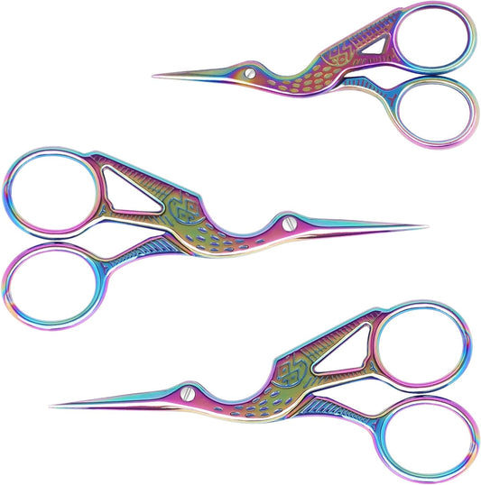 Multicoloured Stork Embroidery Scissors
