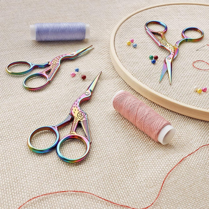 Multicoloured Stork Embroidery Scissors