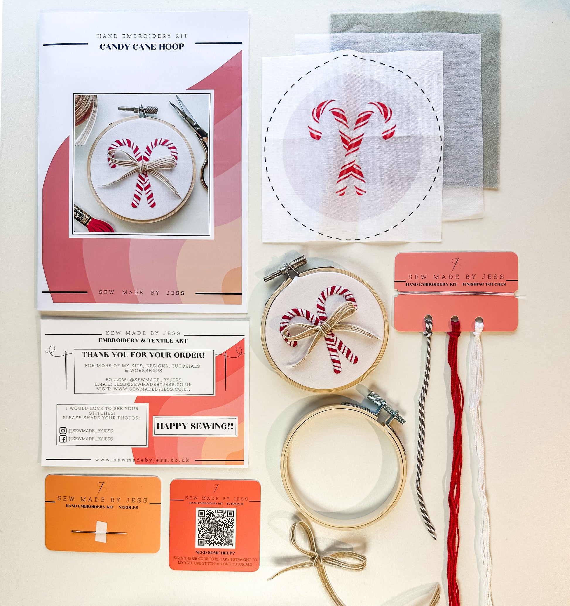 Candy Cane Embroidery Kit