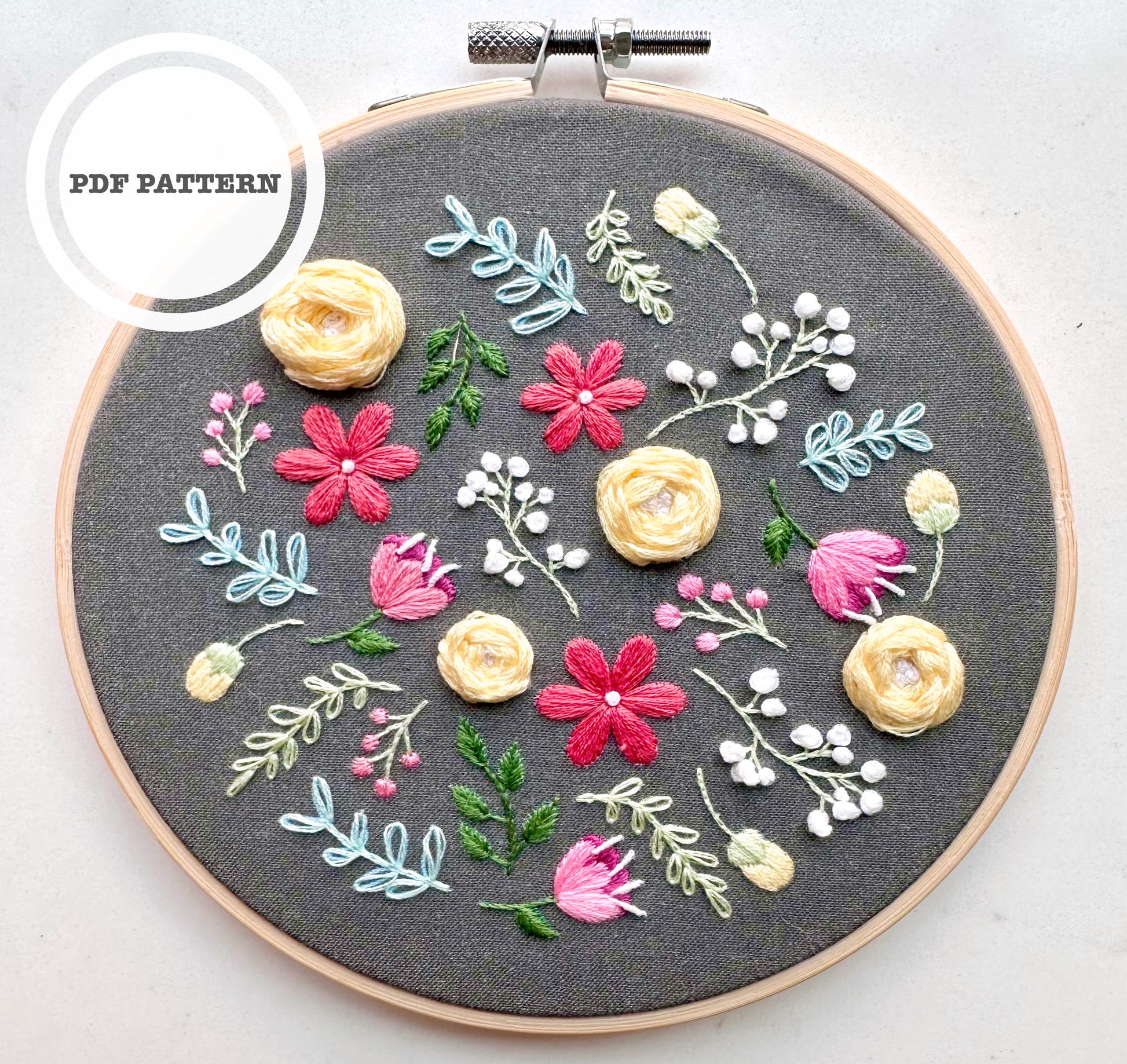 Spring Flowers Embroidery Pattern