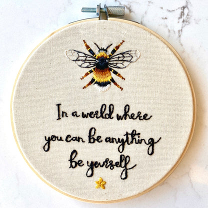 Embroidered bee wall hanging