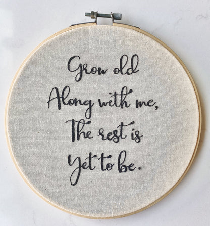 Custom quote embroidery hoop