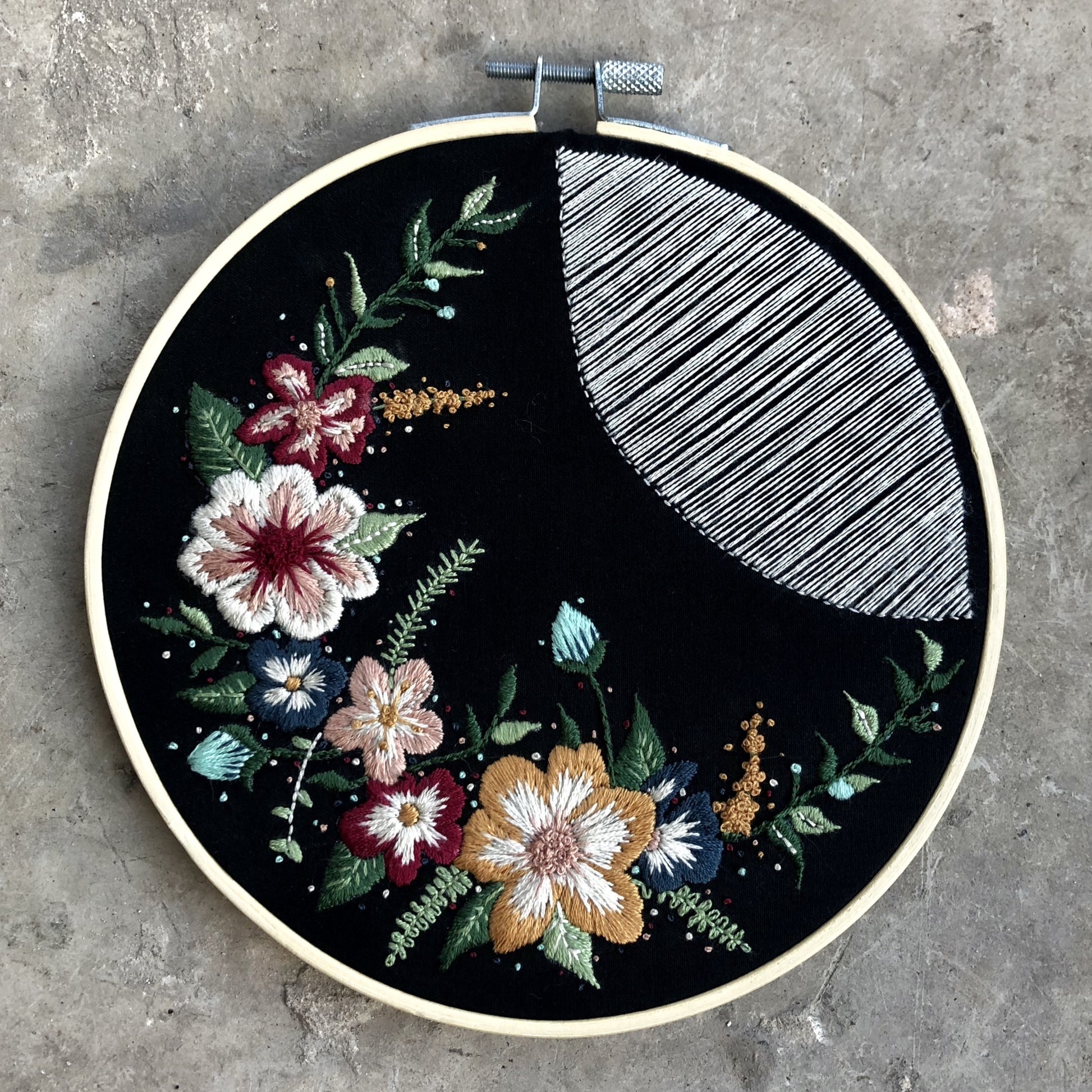 Floral embroidery hoop art