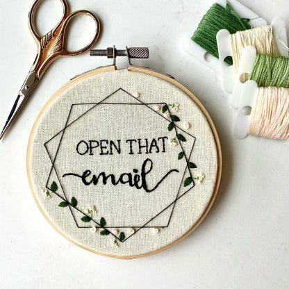Geometric quote embroidery hoop