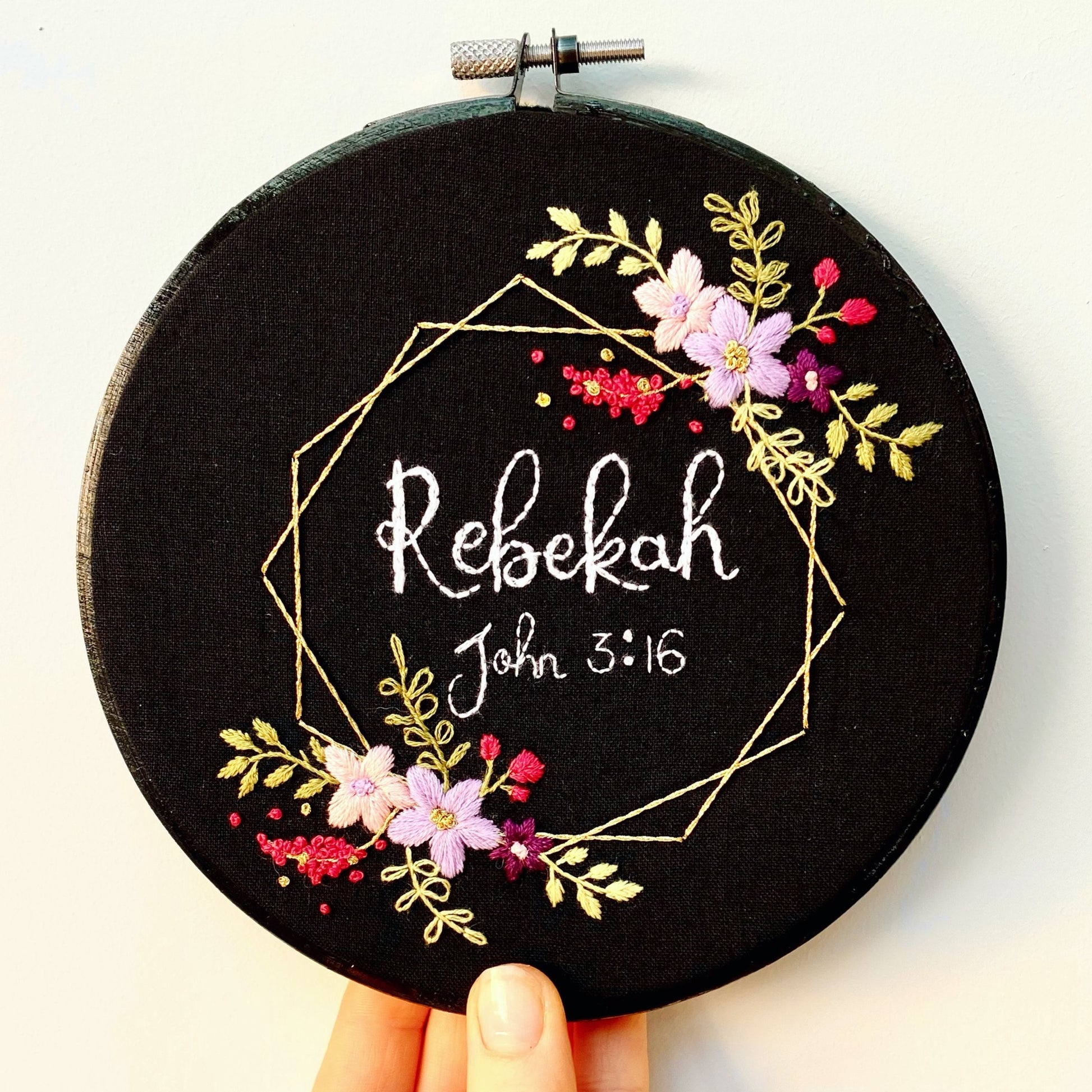 Name & Date embroidery hoop