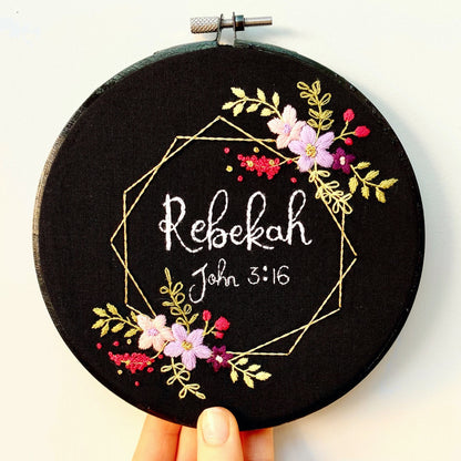 Name & Date embroidery hoop