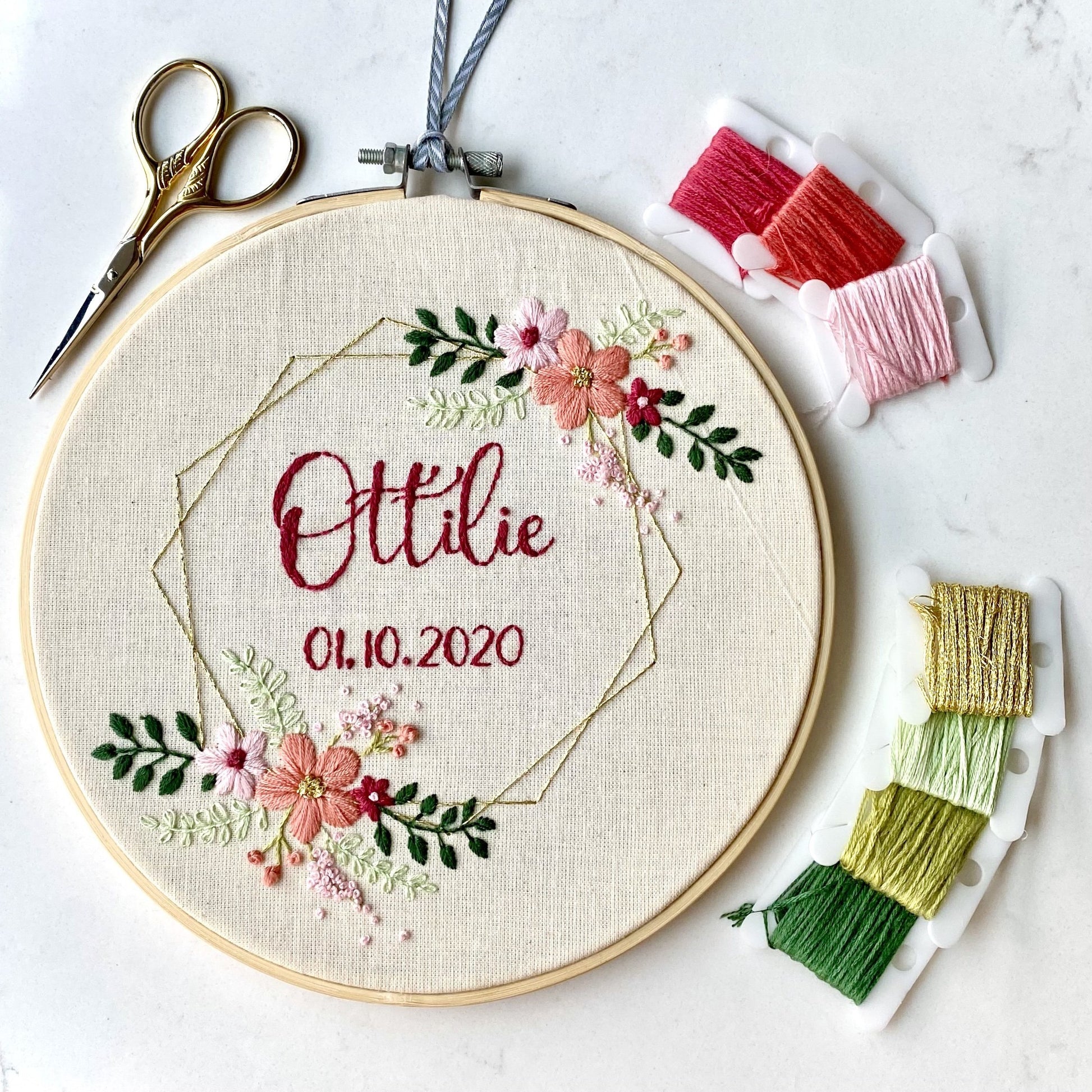Baby gift embroidery hoop
