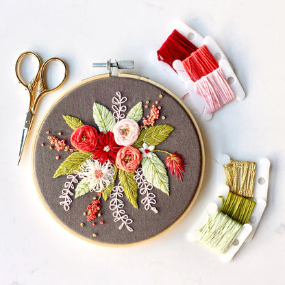 Flowers and Foliage Embroidery Hoop